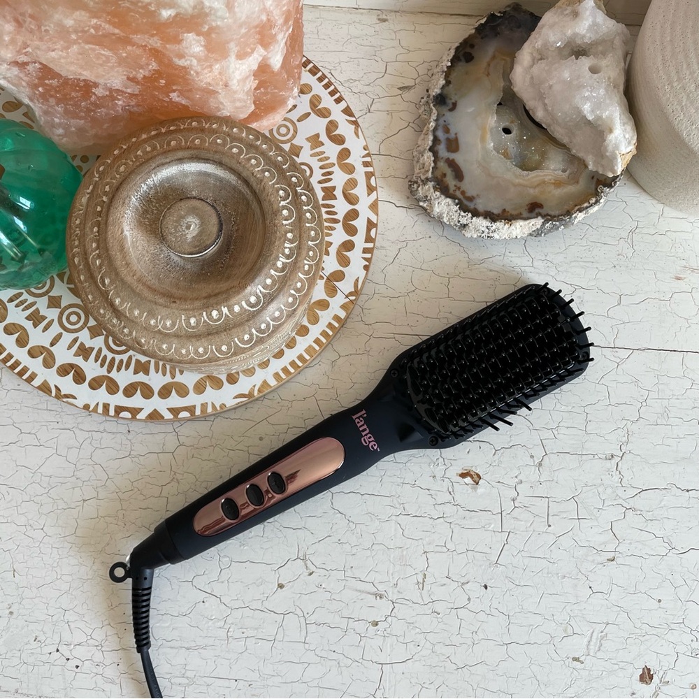 Lange Le Vite hair straightener brush black with chrome rose gold